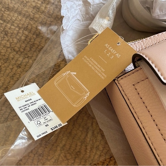 NWT Michael Kors Maisie Powder Blush 3in1 zip Crossbody Bag - Picture 13 of 16